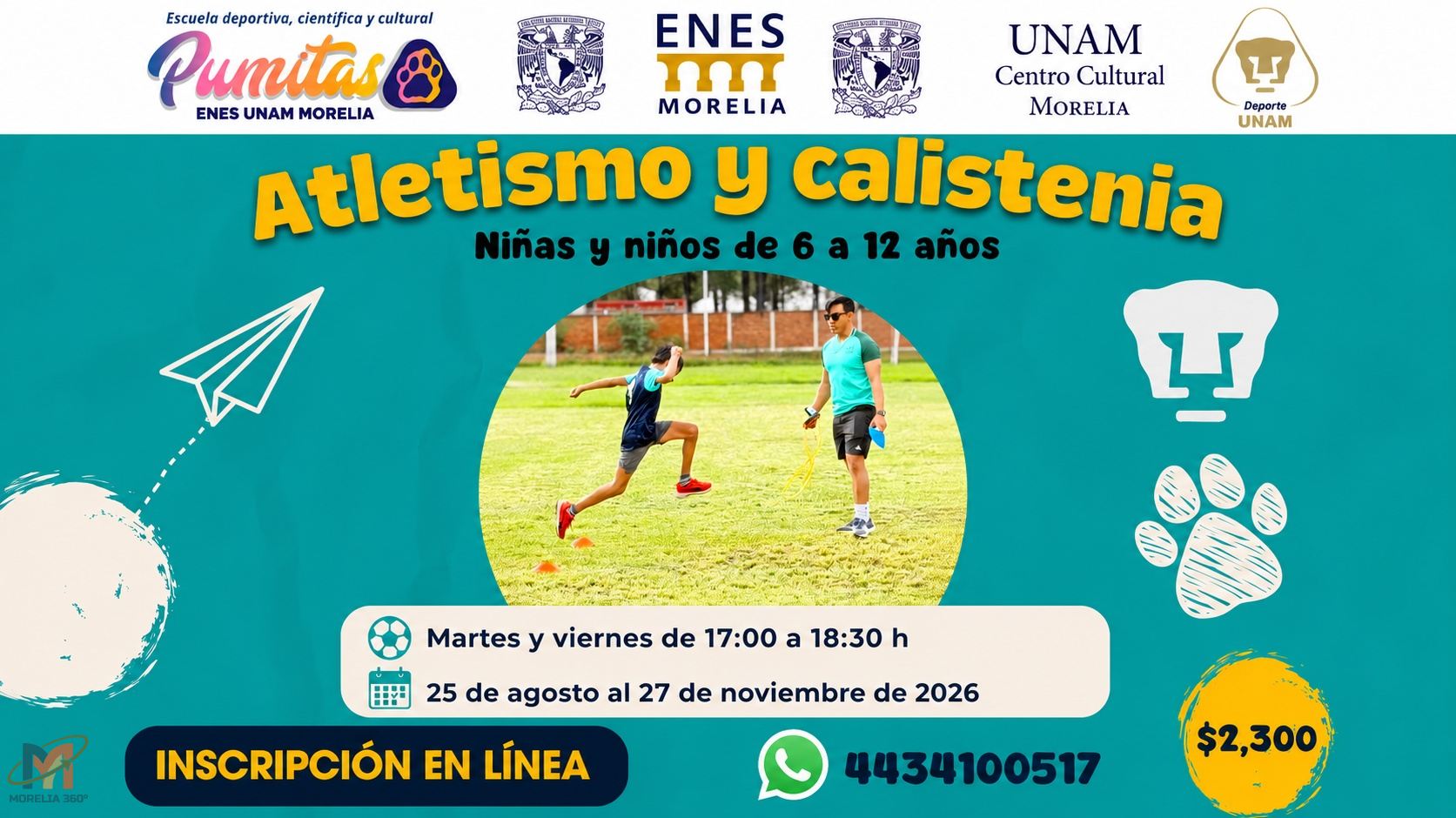 Pumitas ENES UNAM Morelia abre inscripciones para el curso de Atletismo y Calistenia infantil