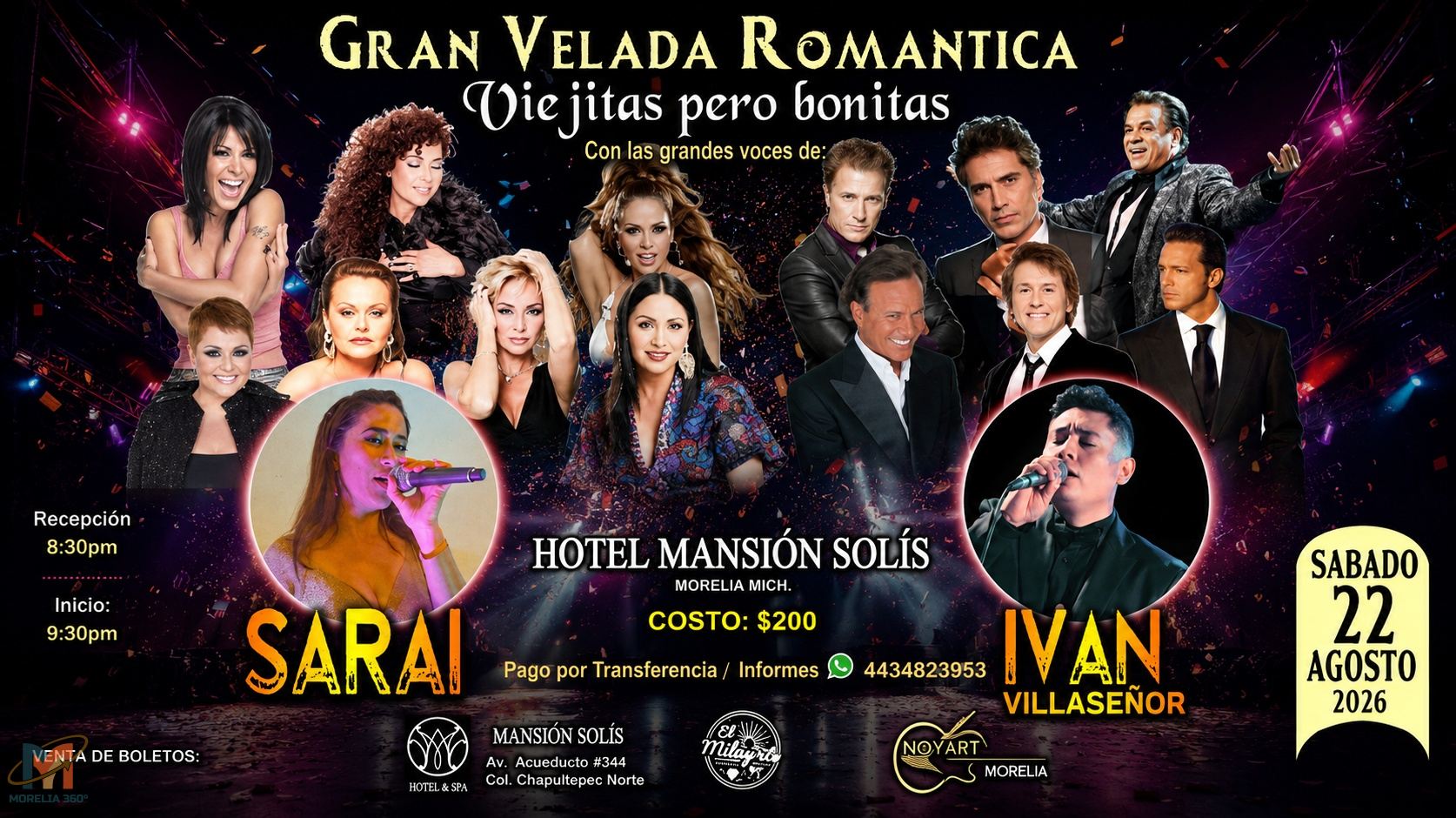 Gran Velada Romántica llegará a Morelia con un homenaje a los grandes éxitos del amor