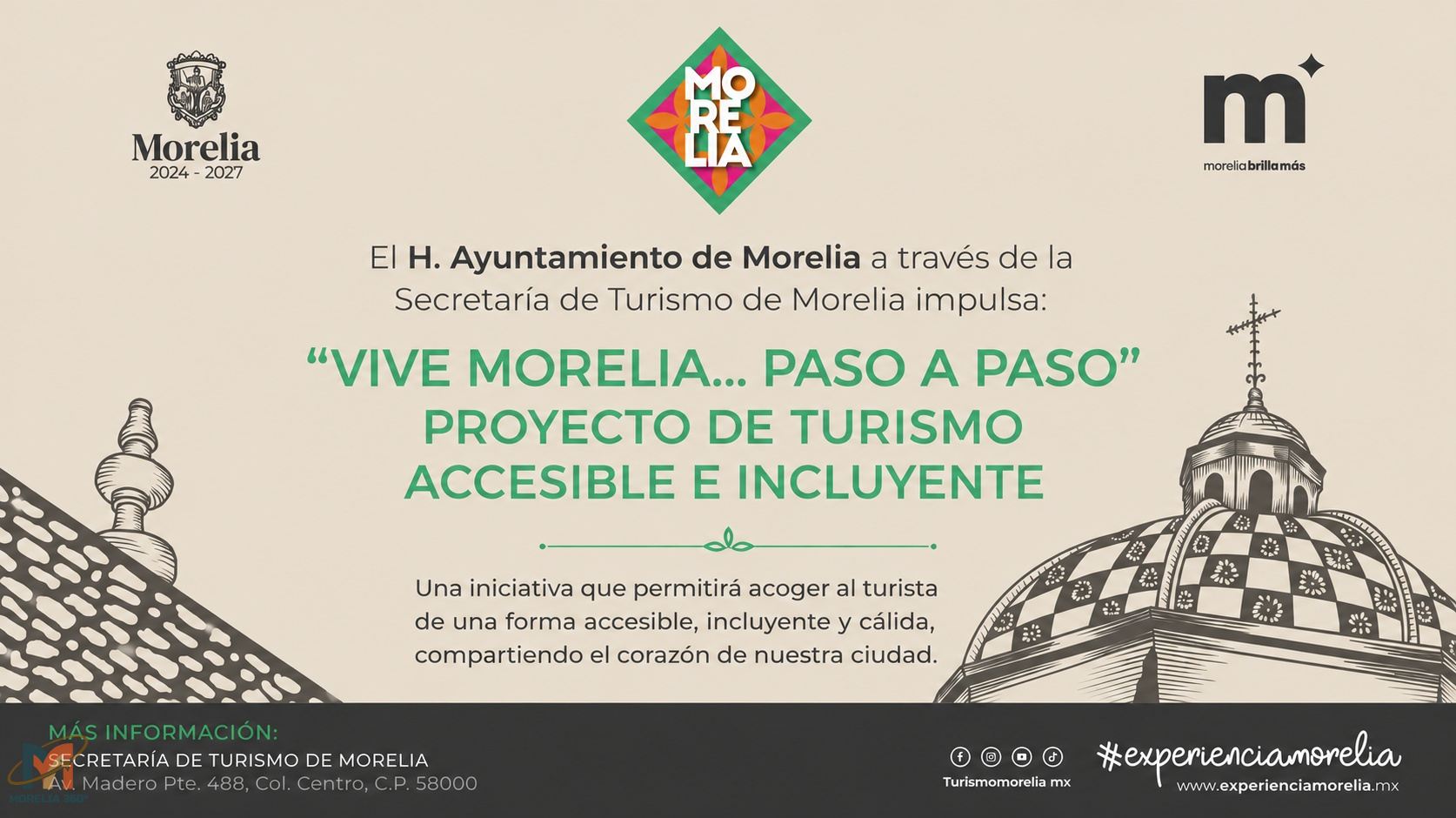 Morelia impulsará un turismo más accesible e incluyente con el proyecto “Vive Morelia… paso a paso”
