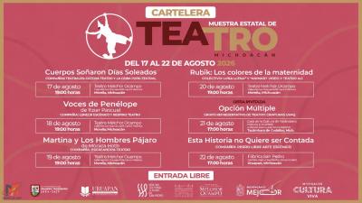 Muestra Estatal de Teatro 2026 llevará funciones gratuitas a Morelia, Tacámbaro y Uruapan