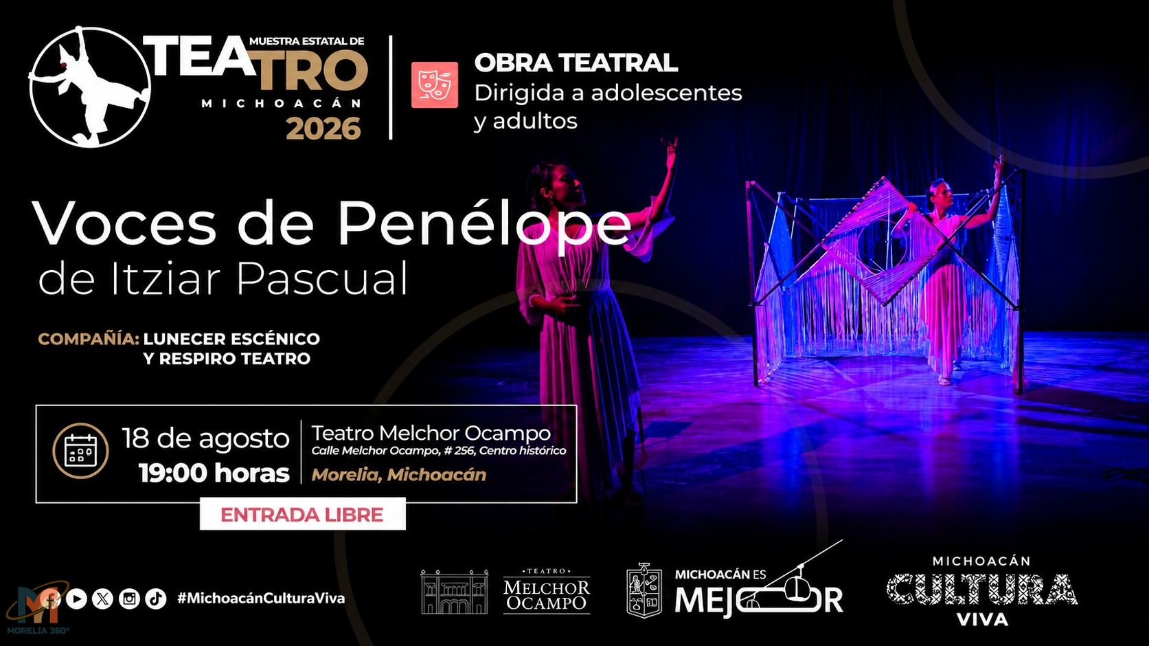 “Las voces de Penélope” llega al Teatro Melchor Ocampo