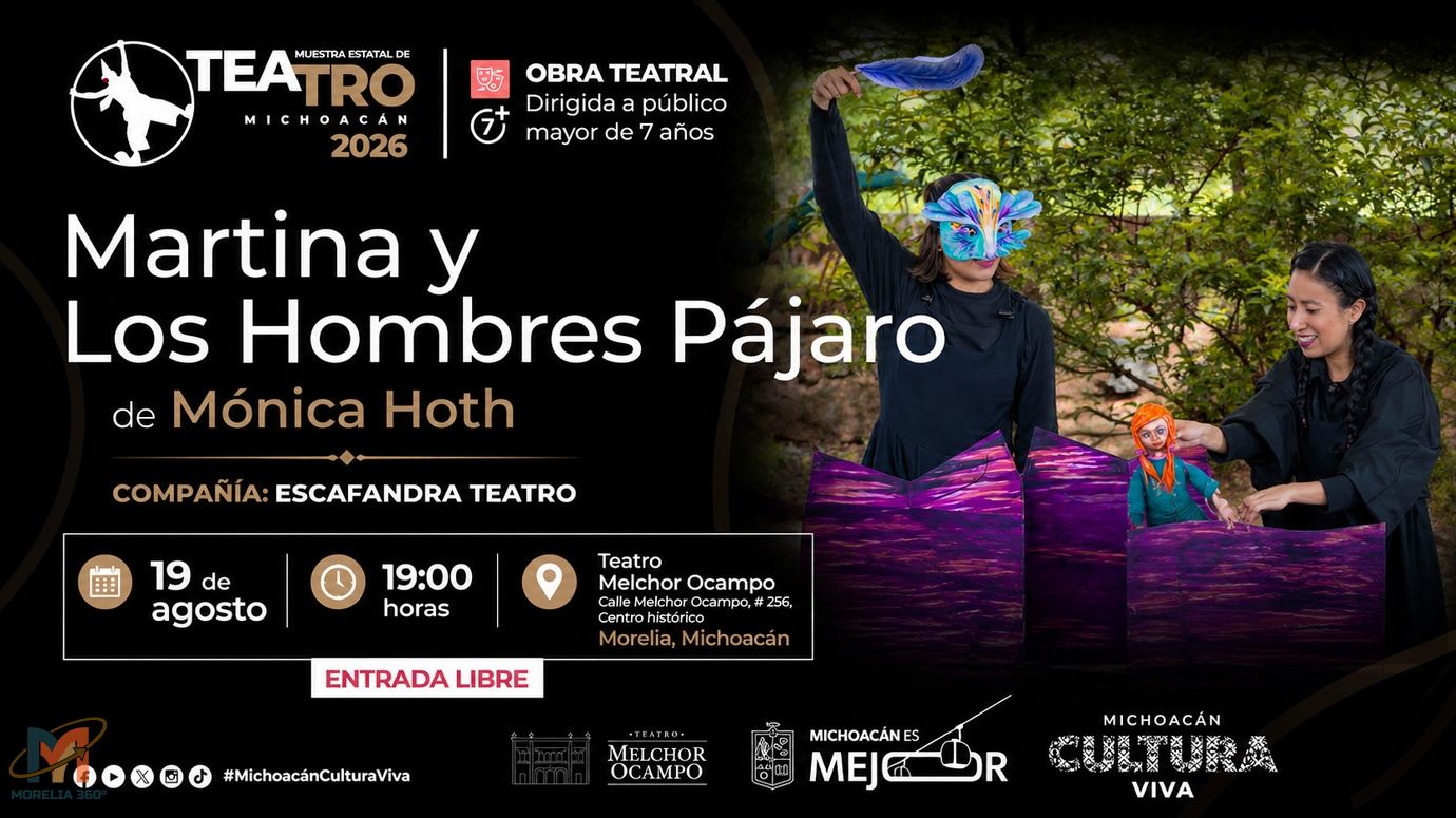 “Martina y los hombres pájaro” llega a la Muestra Estatal de Teatro Michoacán 2026