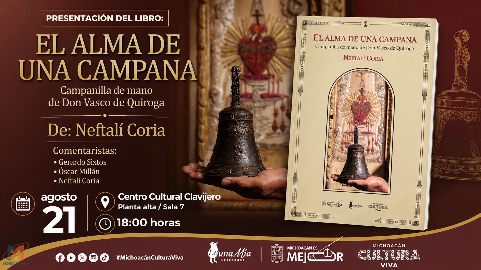 Morelia será sede de la presentación de “El alma de una campana”