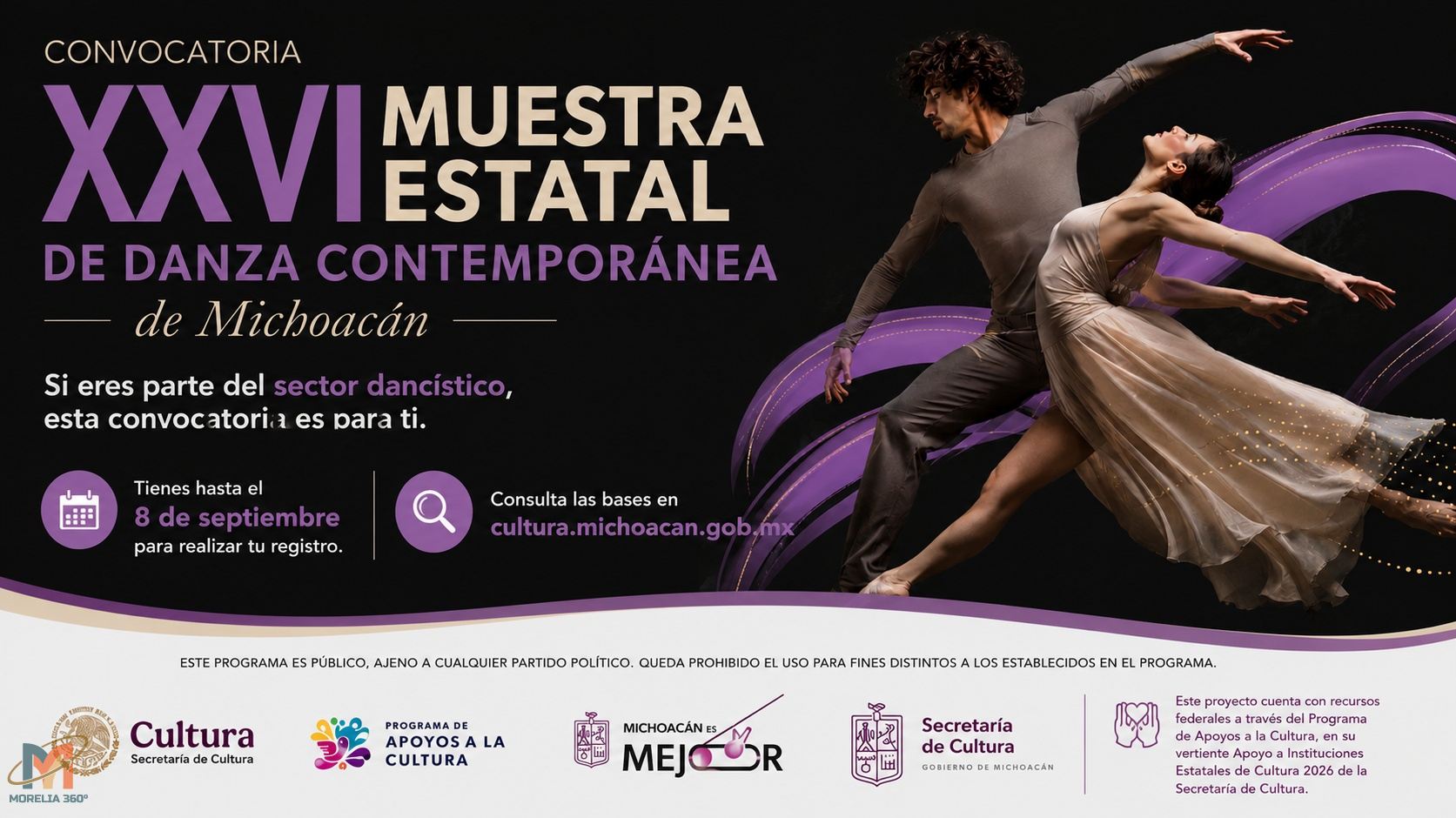 Convocan a participar en la XXVI Muestra Estatal de Danza Contemporánea de Michoacán