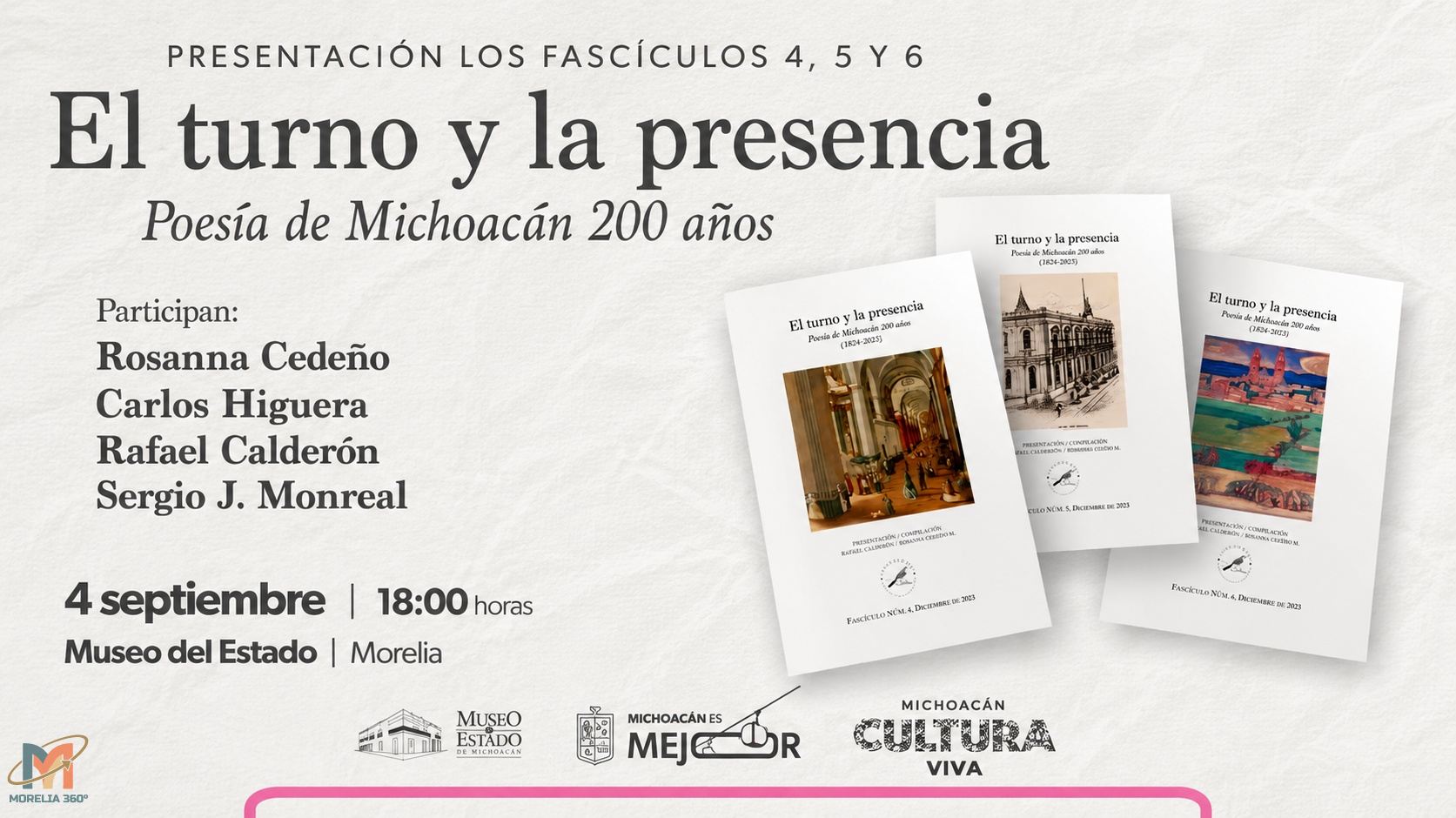 Presentarán los fascículos 4, 5 y 6 de El turno y la presencia