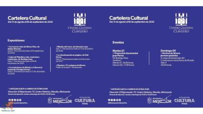 Centro Cultural Clavijero presenta su cartelera cultural del 31 de agosto al 6 de septiembre